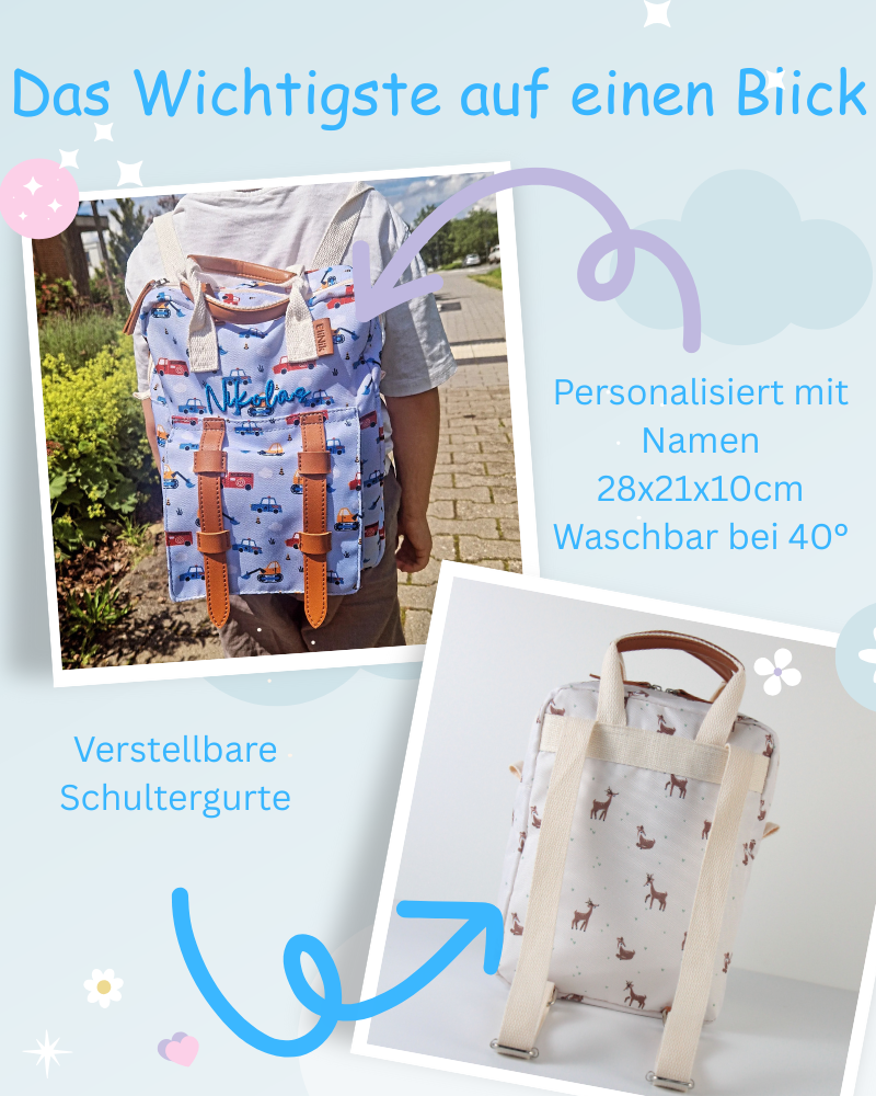 Kinderrucksack mit Namen – personalisierter EliNik Rucksack