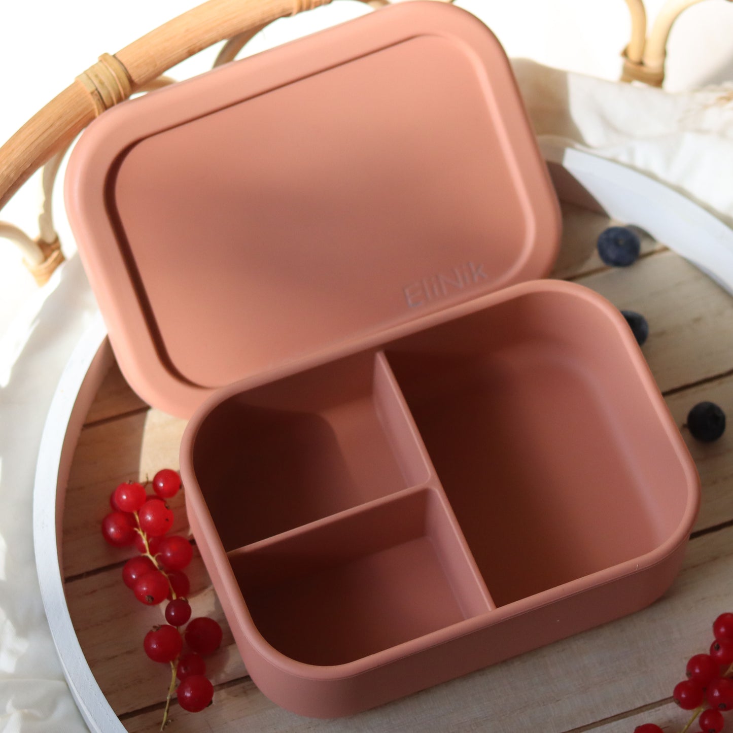 EliNik Silikon Brotdose, Brotdose für Kindergarten und Schulanfang mit Namen personalisiert- Lachs