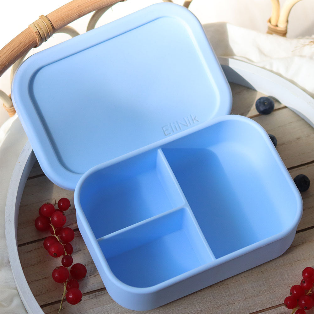 Brotdose Lunchbox mit Namen aus Silikon mit 3 Fächern