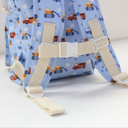 Kindergartenrucksack mit Brustgurt und Namen - Fahrzeuge