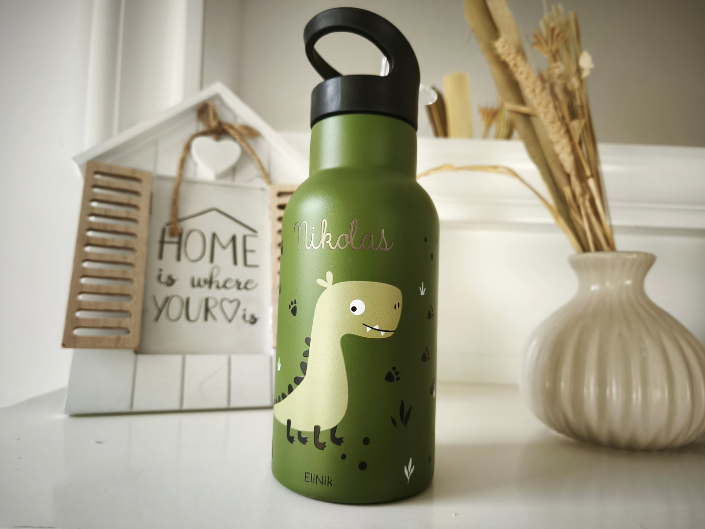 Kindertrinkflasche EliNik 350ml- Dino grün