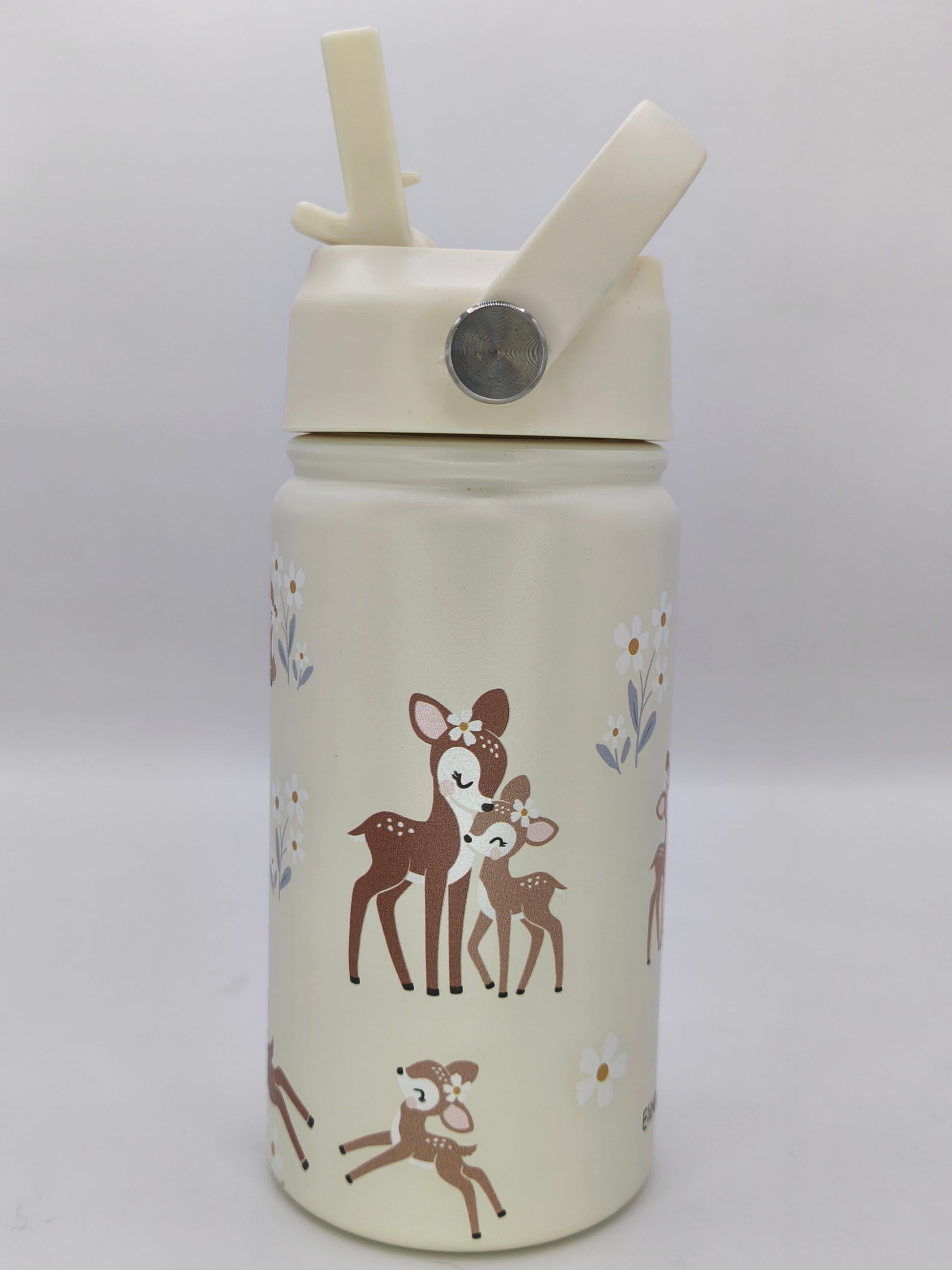 Kindertrinkflasche mit Namen aus Edelstahl- Reh