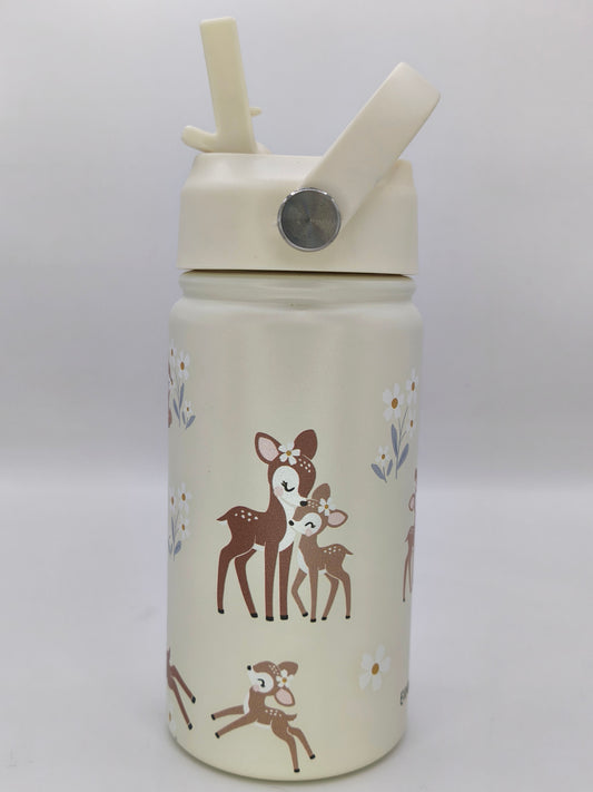 Kindertrinkflasche mit Namen aus Edelstahl- Reh