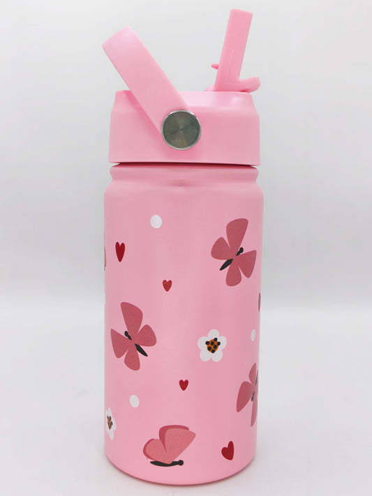 EliNik Kindertrinkflasche mit Namen aus Edelstahl- Schmetterling