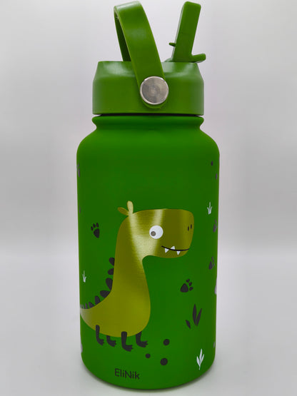 Edelstahl Kindertrinkflasche  650ml personalisiert mit Namen-Dino