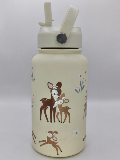 Edelstahl Kindertrinkflasche  650ml personalisiert mit Namen-Reh