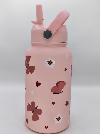 Edelstahl Kindertrinkflasche  650ml personalisiert mit Namen-Schmetterling