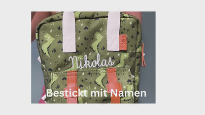 Kindergartenrucksack mit Brustgurt und Namen - Fahrzeuge