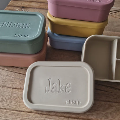 Brotdose Lunchbox mit Namen aus Silikon mit 3 Fächern